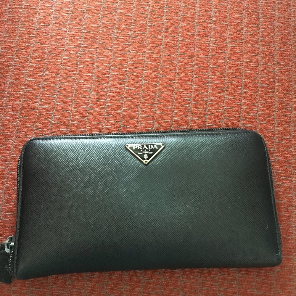 Prada Saffiano leather wallet used